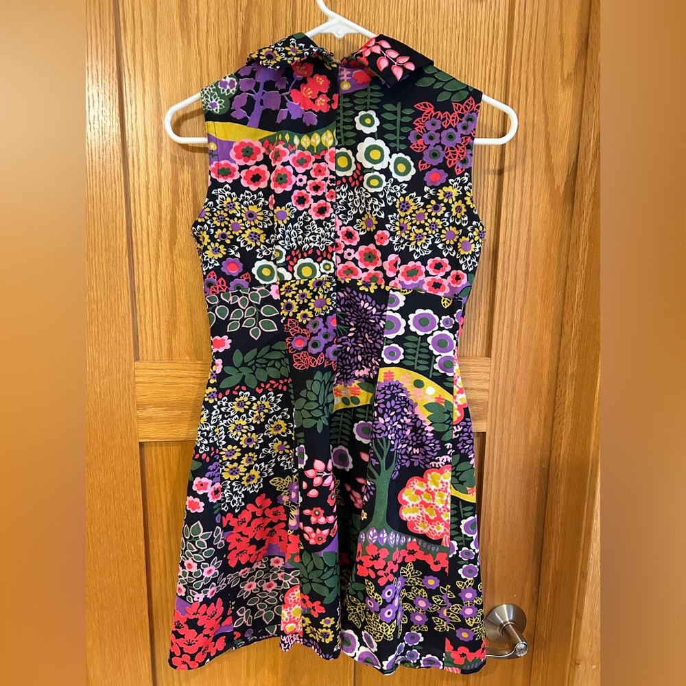 Vintage Psychedelic 60s 70s Floral Micro Mini Dress Groovy Trippy Baby Doll - Picture 8 of 14